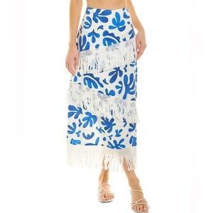 WeWoreWhat Linen-Blend Fringe Skirt